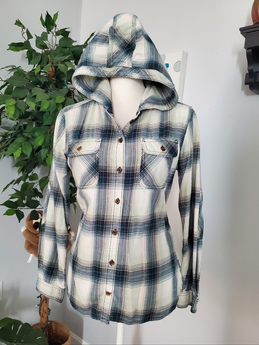 CARHARTT Belton Hooded Plaid Flannel Shirt Shacket S